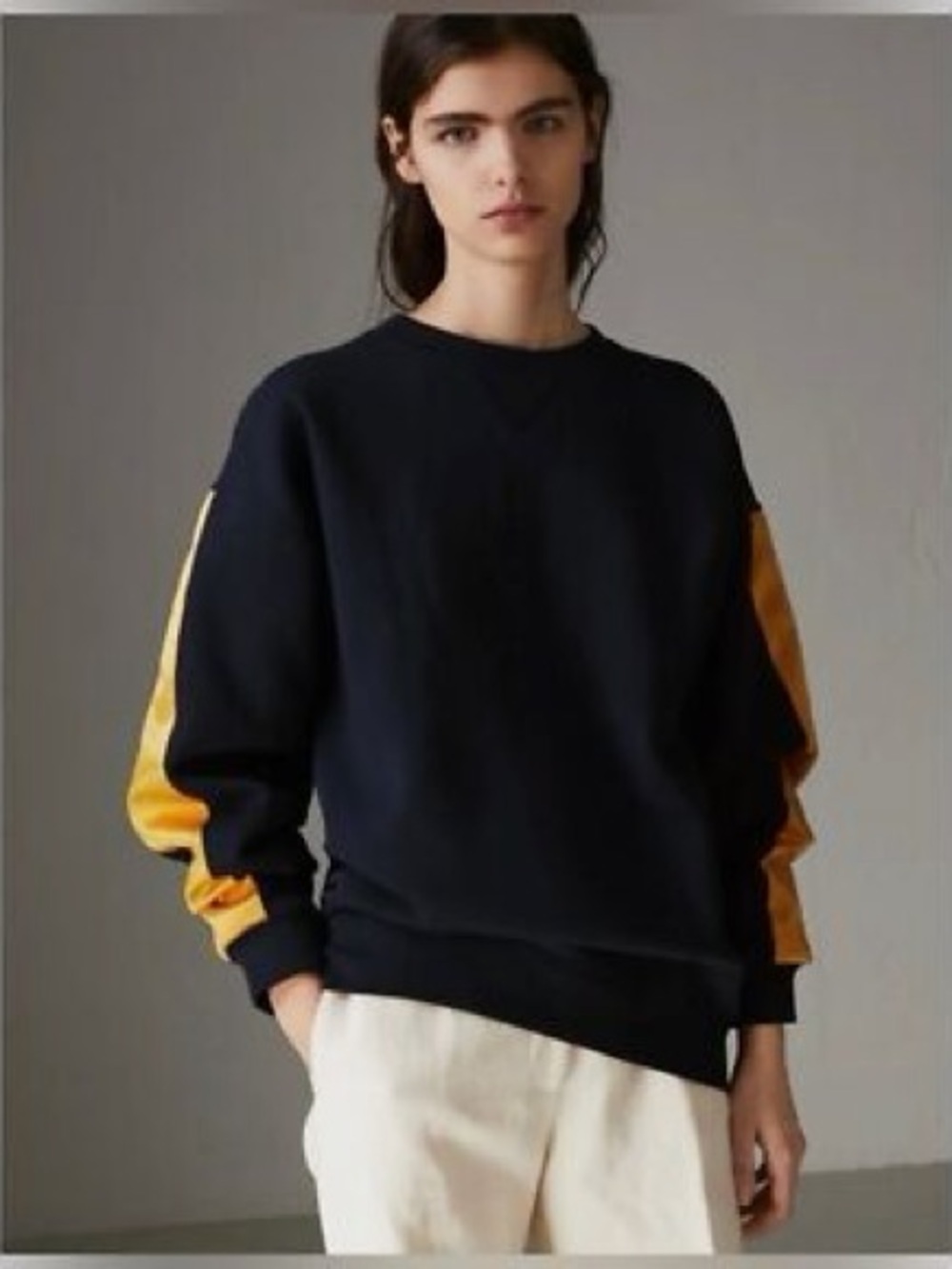 Burberry Navy/Yellow Satin Stripe Sweatshirt